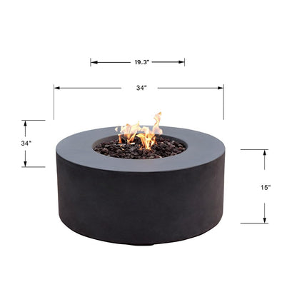 Venice Outdoor Firepit Table - 34 Inches - Select Fuel Type