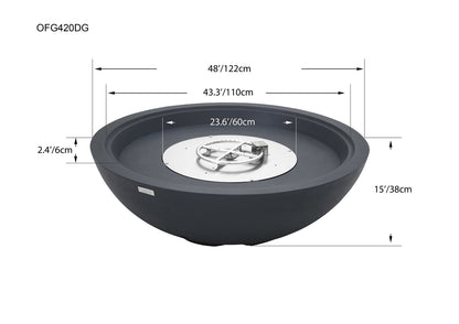 Sol Living Plus Rose Bowl Fire Pit, 48 x 48 Inches