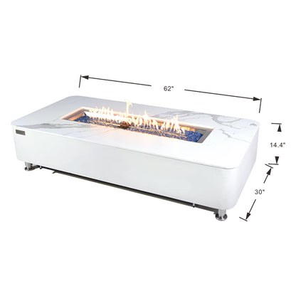 Athens Outdoor Bianco White Fire Pit Table - Select Fuel Type